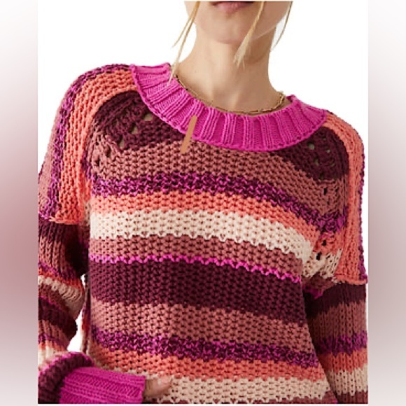 Free People Sweaters - Free People Devon Sweater Fuchia Rose Size XL New